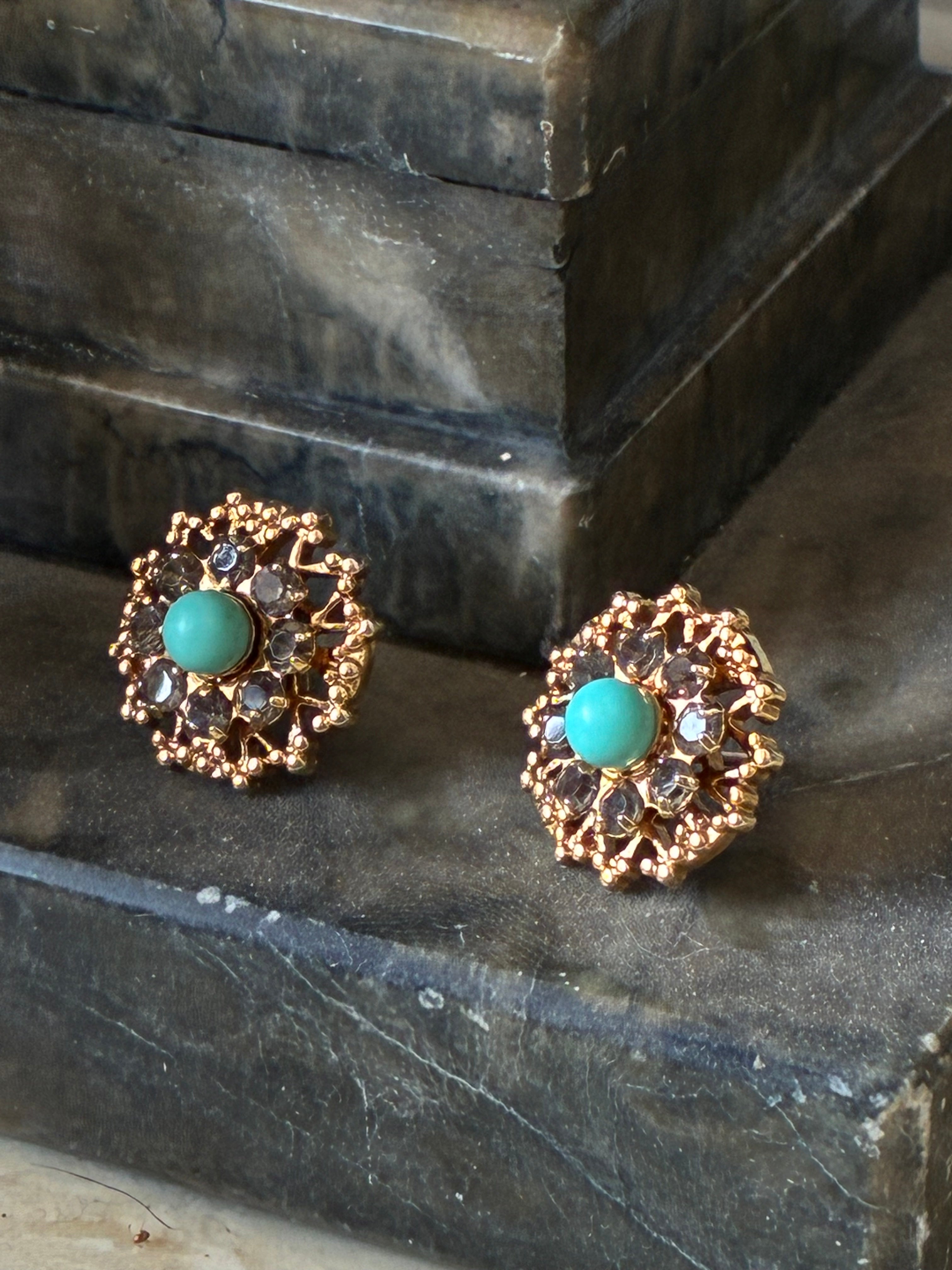 Rhinestone Faux Turquoise Earrings