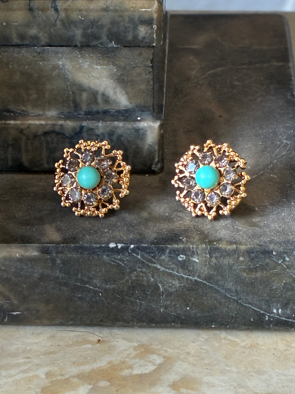 Rhinestone Faux Turquoise Earrings