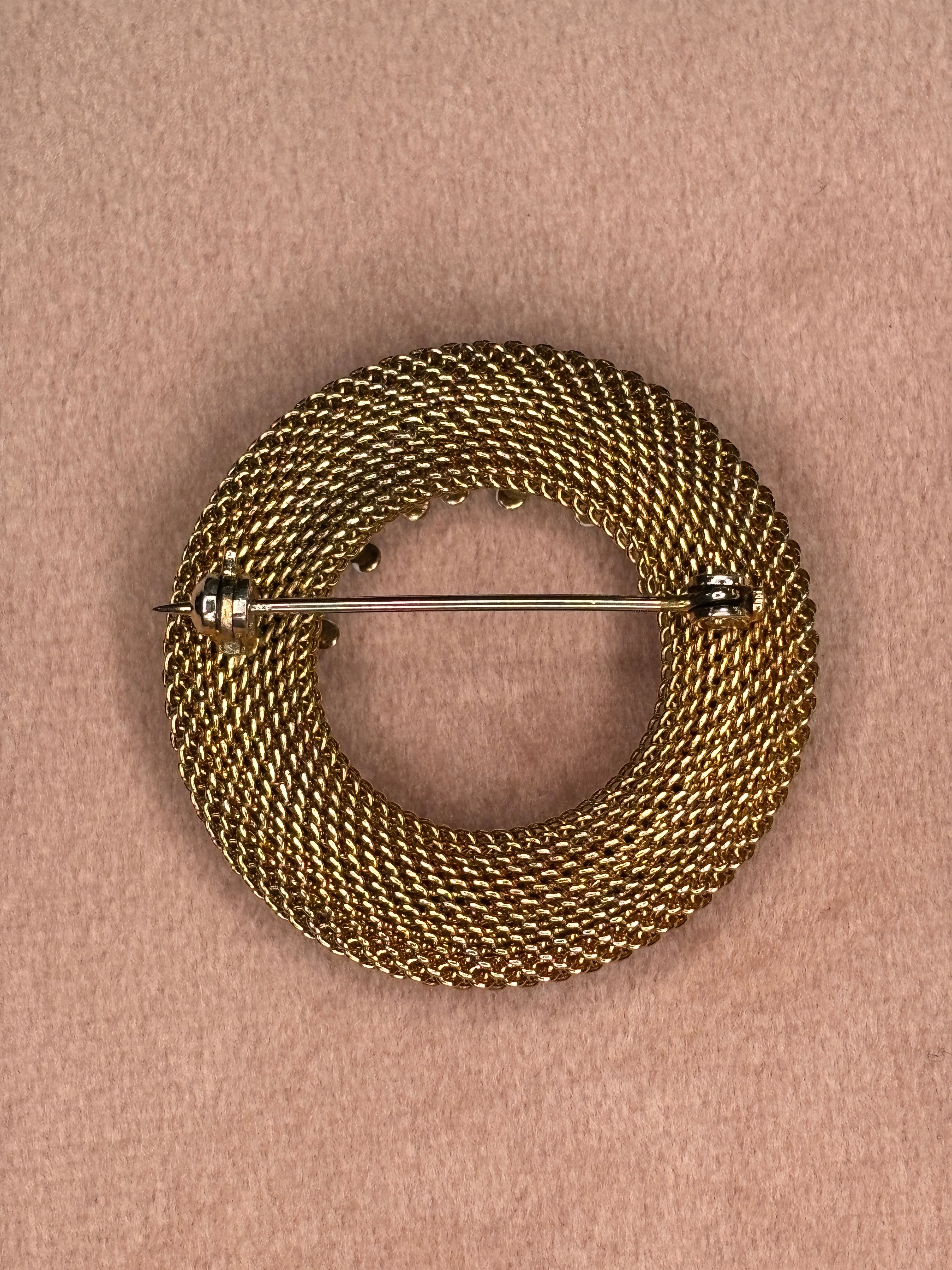 Floral Rhinestone Wreath Brooch