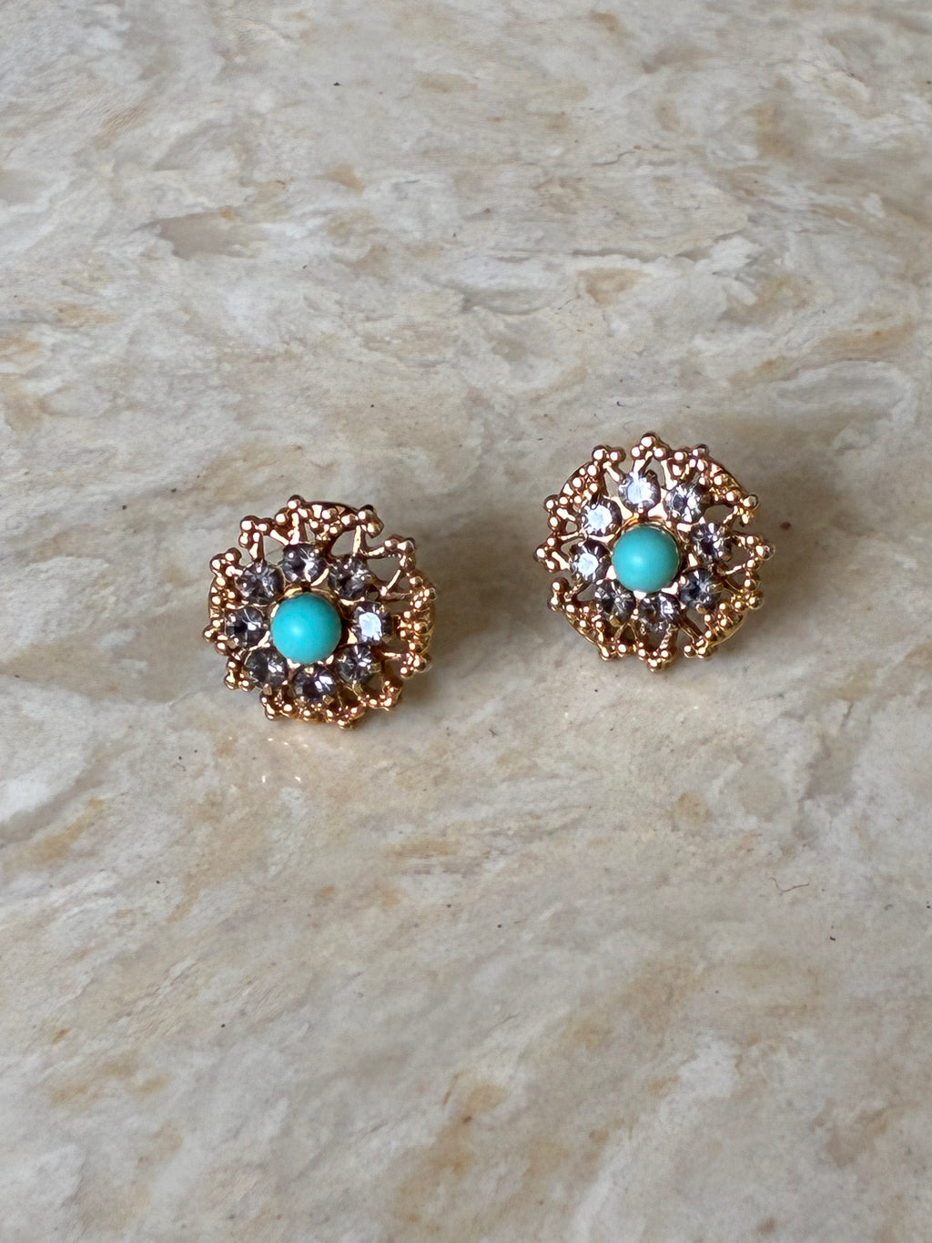 Rhinestone Faux Turquoise Earrings