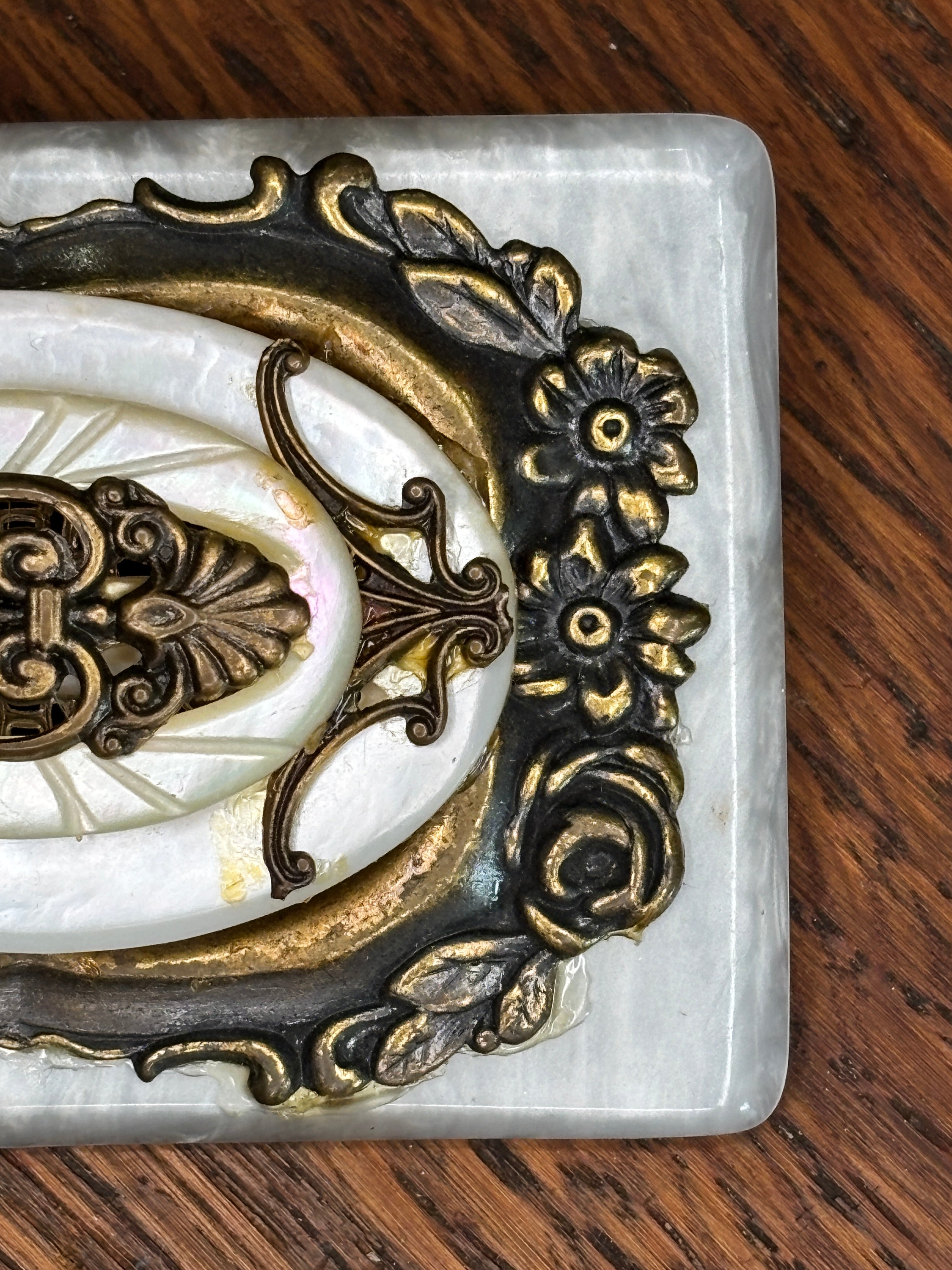 Handcrafted Mixed Metal & Mother Of Pearl Assemblage Brooch
 2-2A MOP