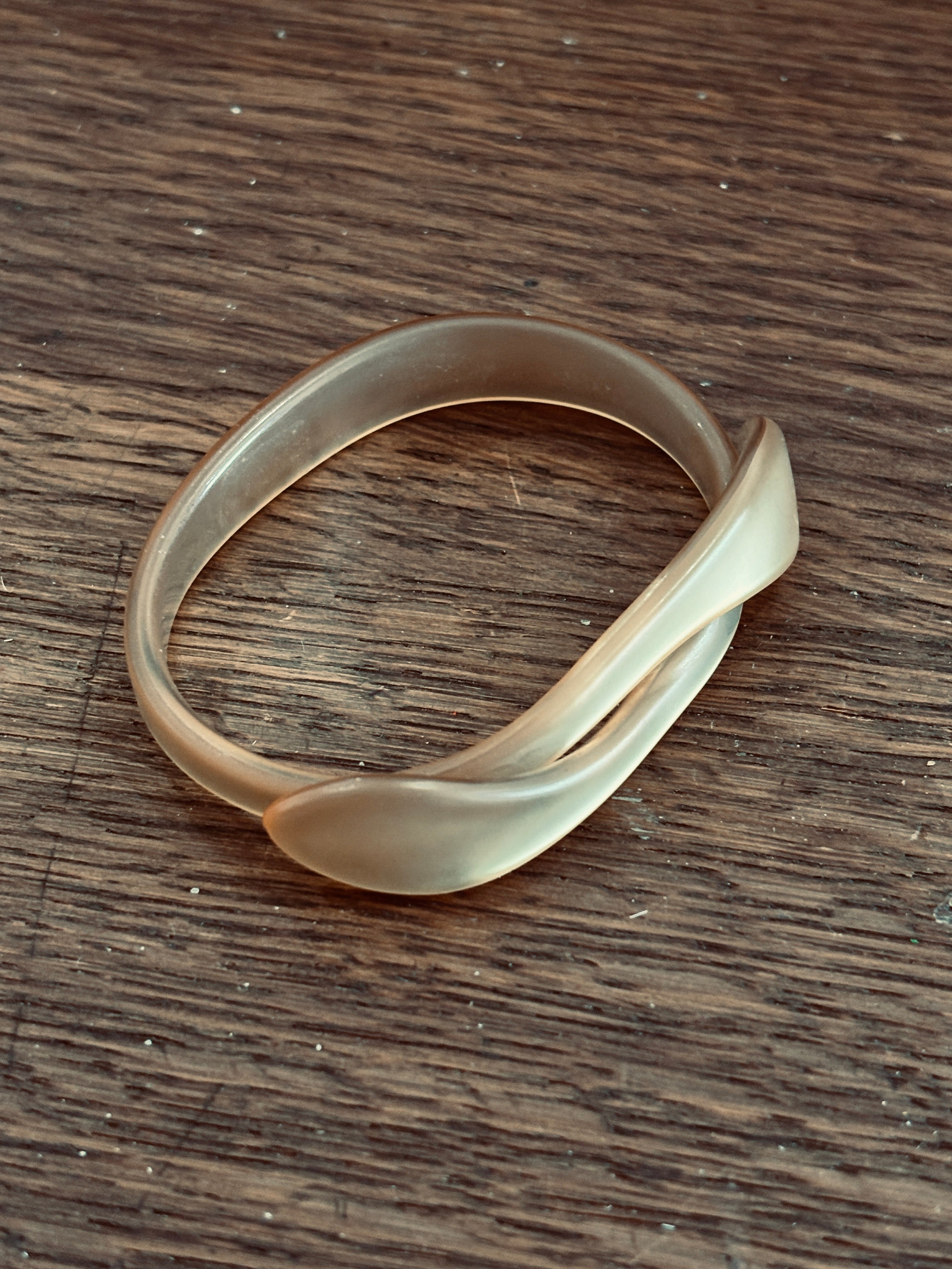 Frosted Lucite Modernist Twist Bangle Bracelet