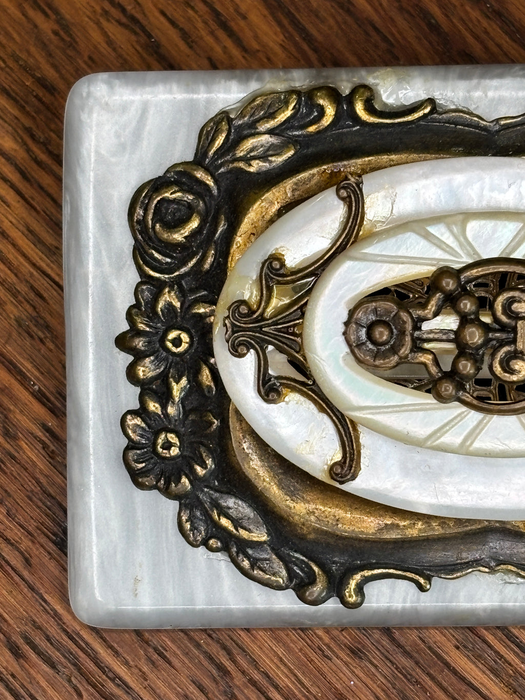 Handcrafted Mixed Metal & Mother Of Pearl Assemblage Brooch
 2-2A MOP
