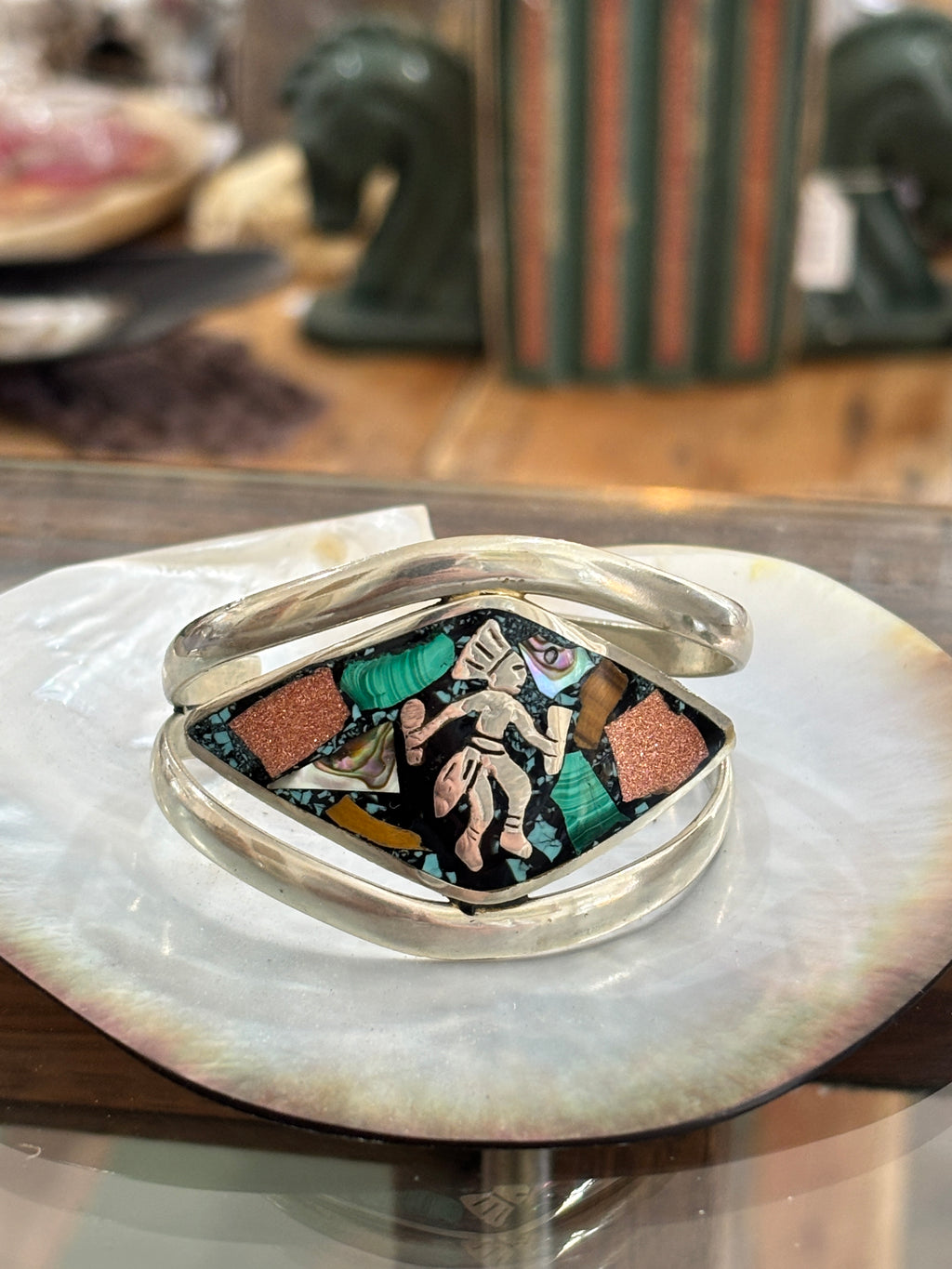 Mexican Sterling Kokopelli Cuff Bracelet