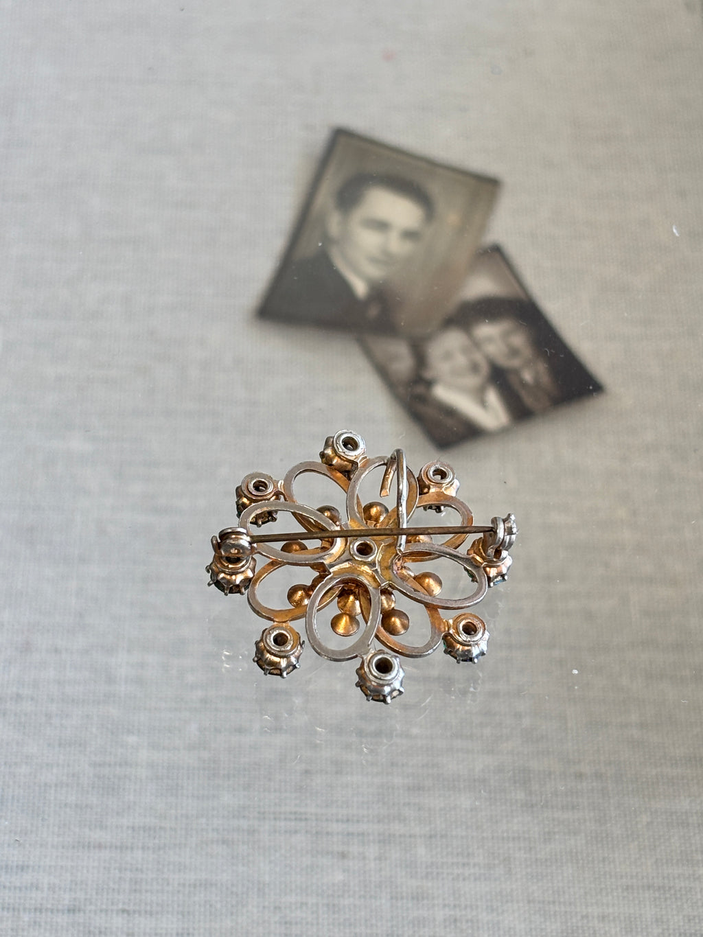 Green Rhinestone Brooch