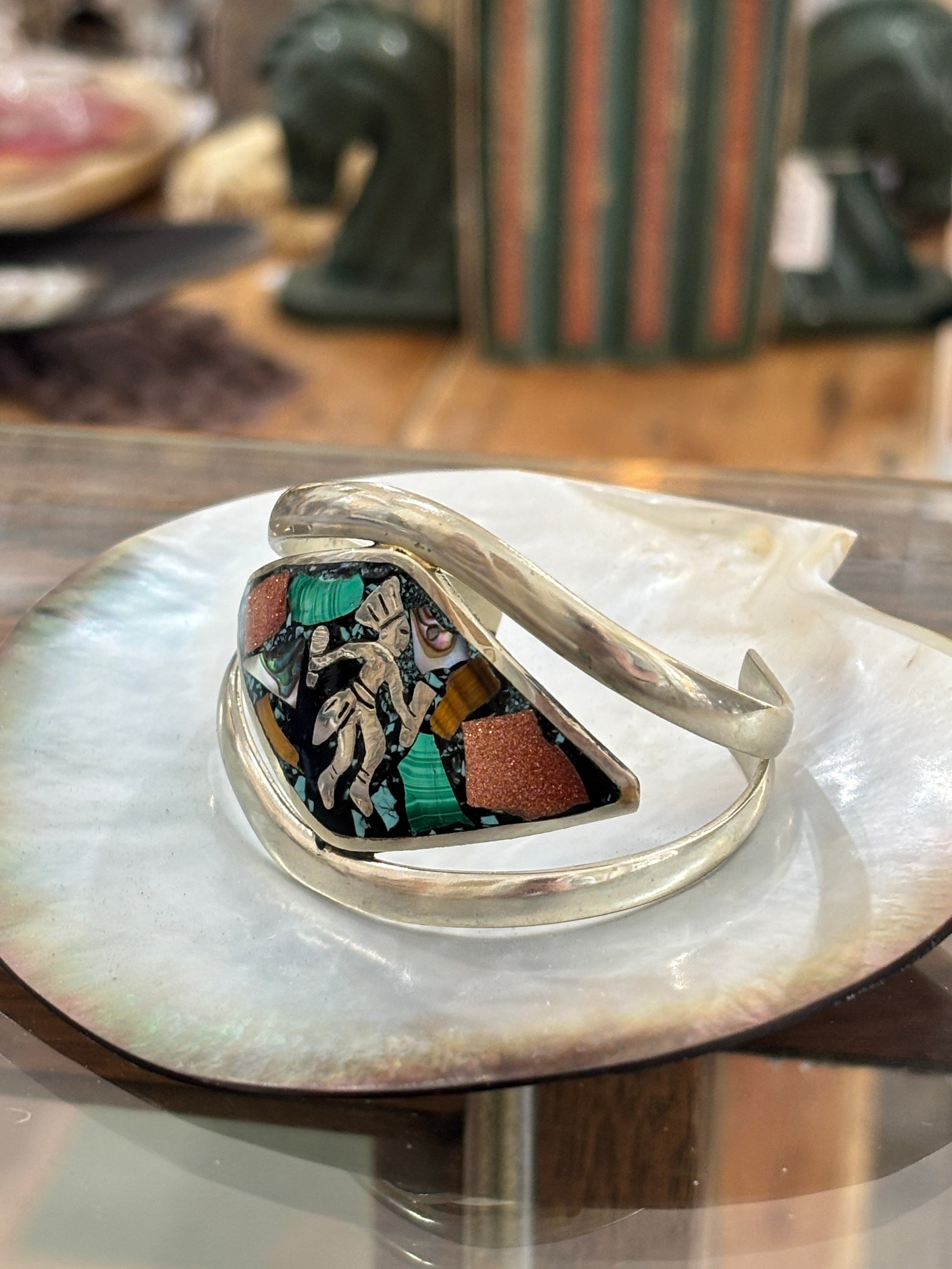 Mexican Sterling Kokopelli Cuff Bracelet