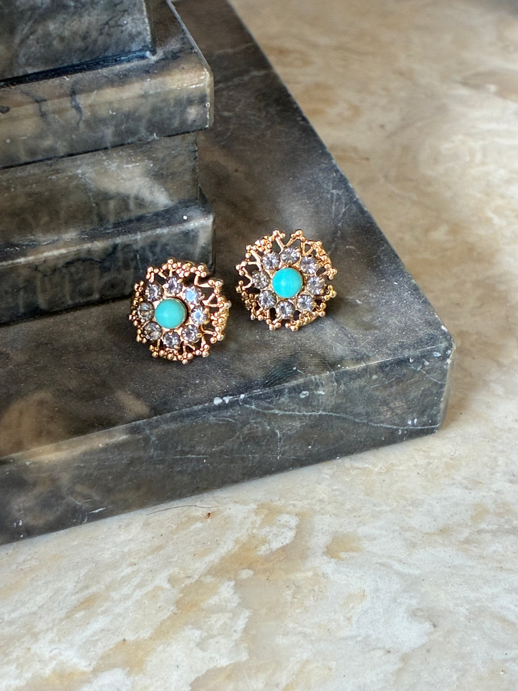 Rhinestone Faux Turquoise Earrings