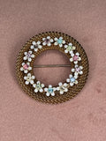 Floral Rhinestone Wreath Brooch