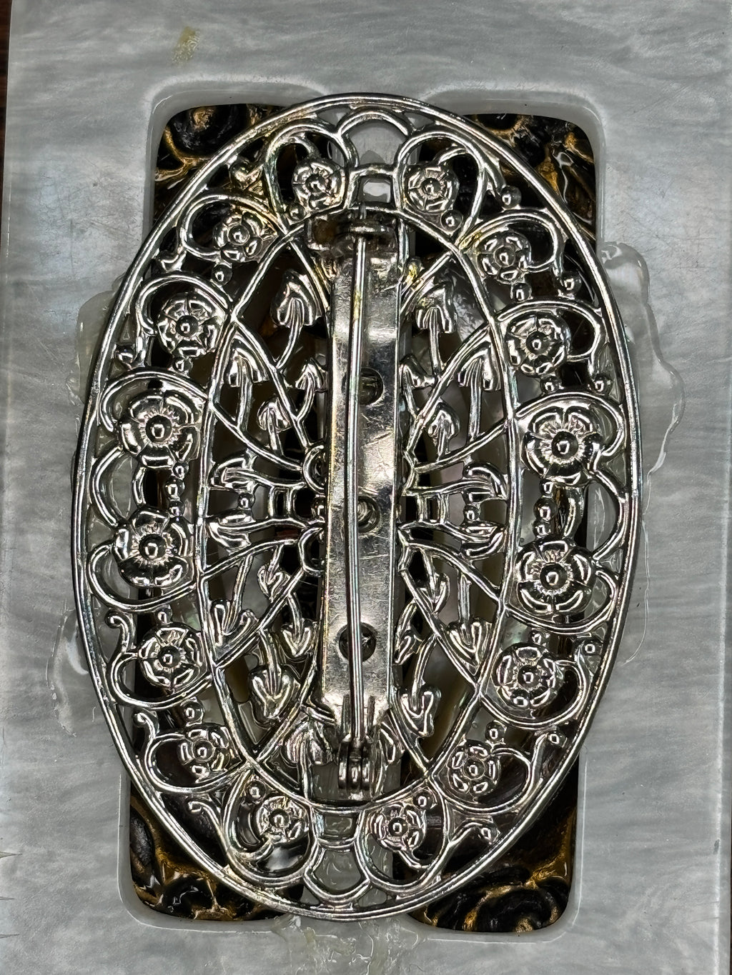 Handcrafted Mixed Metal & Mother Of Pearl Assemblage Brooch
 2-2A MOP