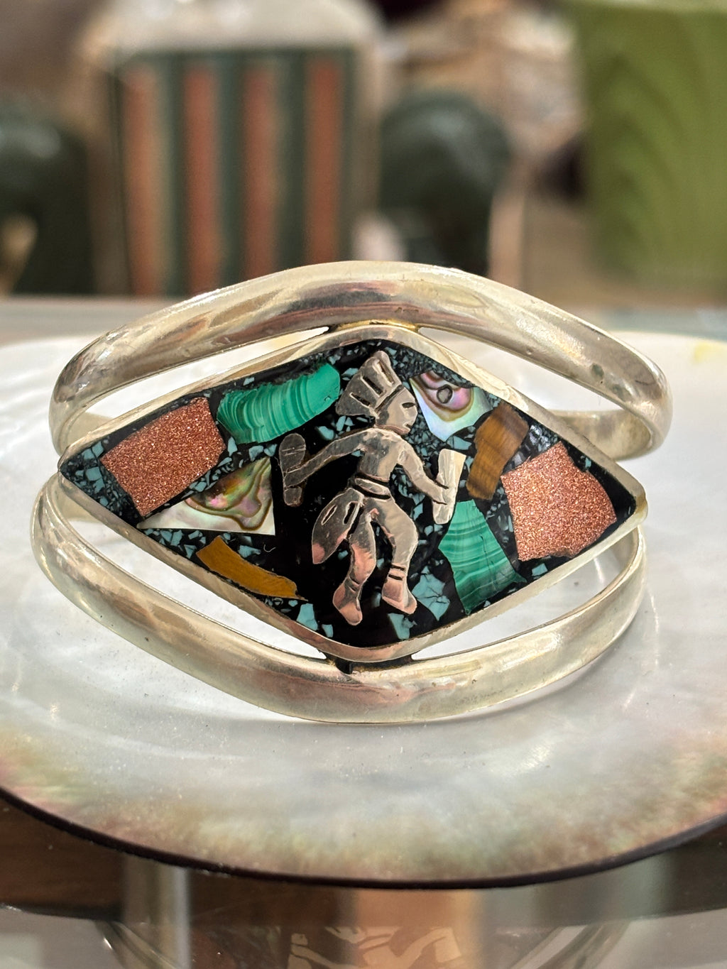 Mexican Sterling Kokopelli Cuff Bracelet