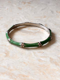 Green Enamel Gold Tone Bamboo Bracelet
