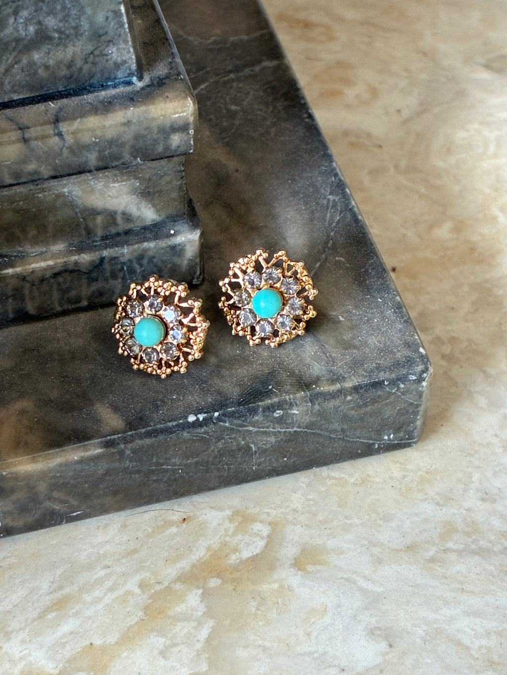 Rhinestone Faux Turquoise Earrings
