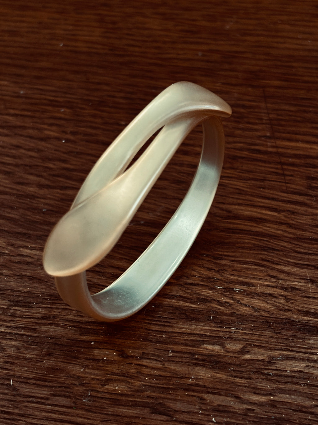 Frosted Lucite Modernist Twist Bangle Bracelet