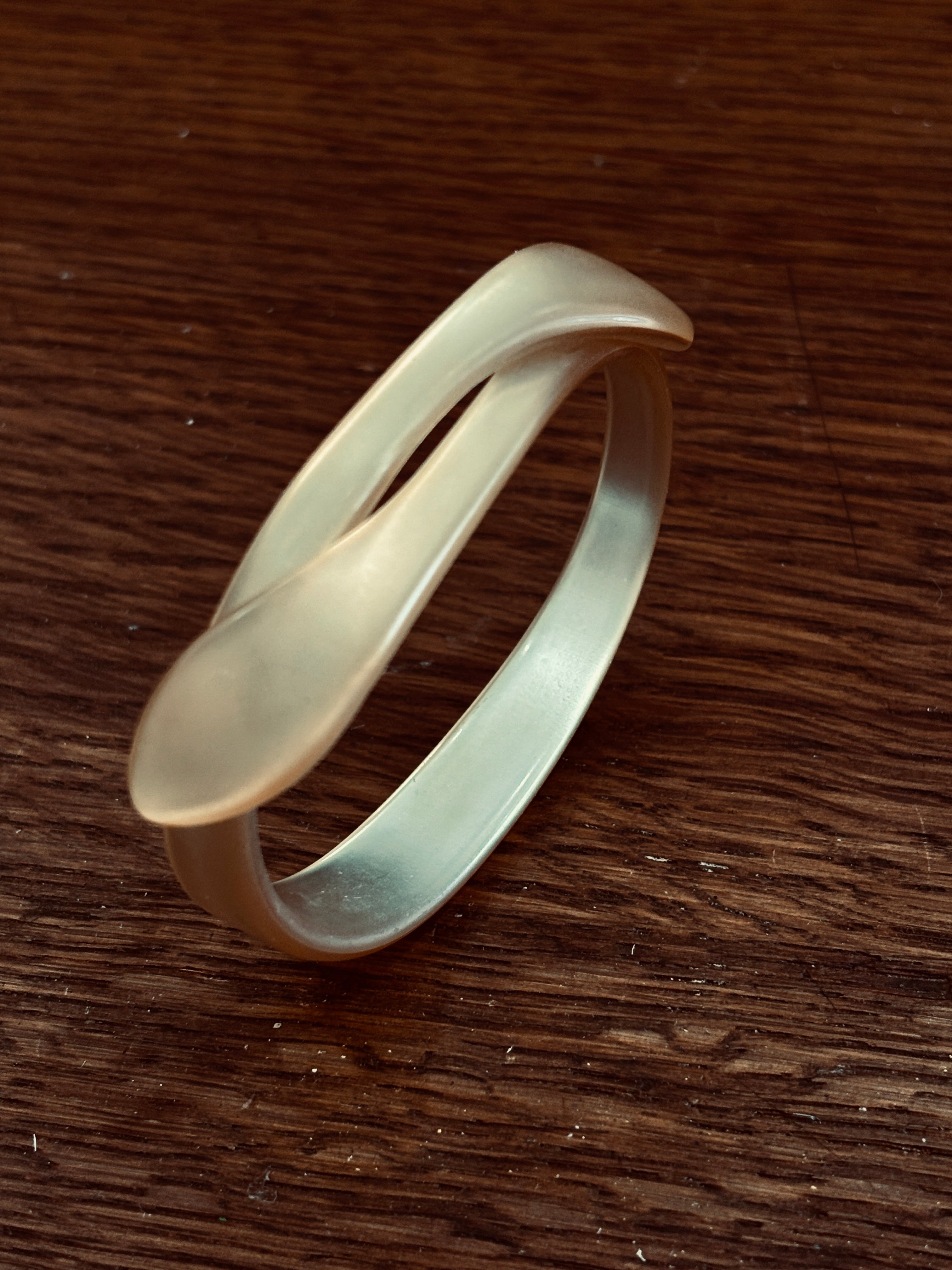 Frosted Lucite Modernist Twist Bangle Bracelet