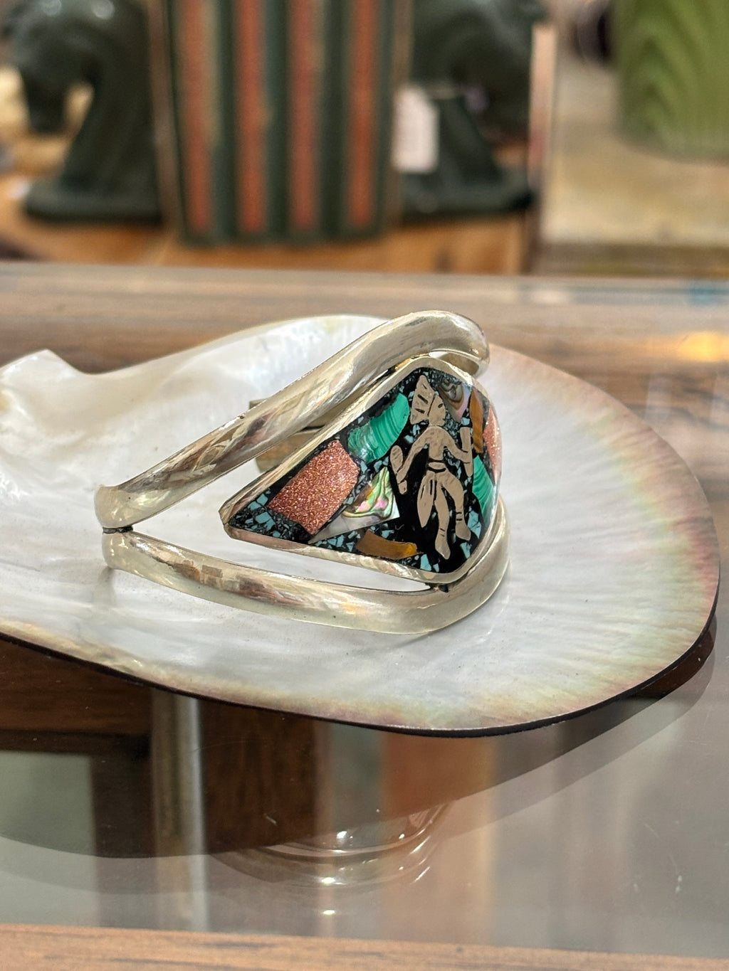 Mexican Sterling Kokopelli Cuff Bracelet