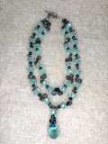 Blue Topaz Labordorite Faceted Fresh Water Pearls Necklace