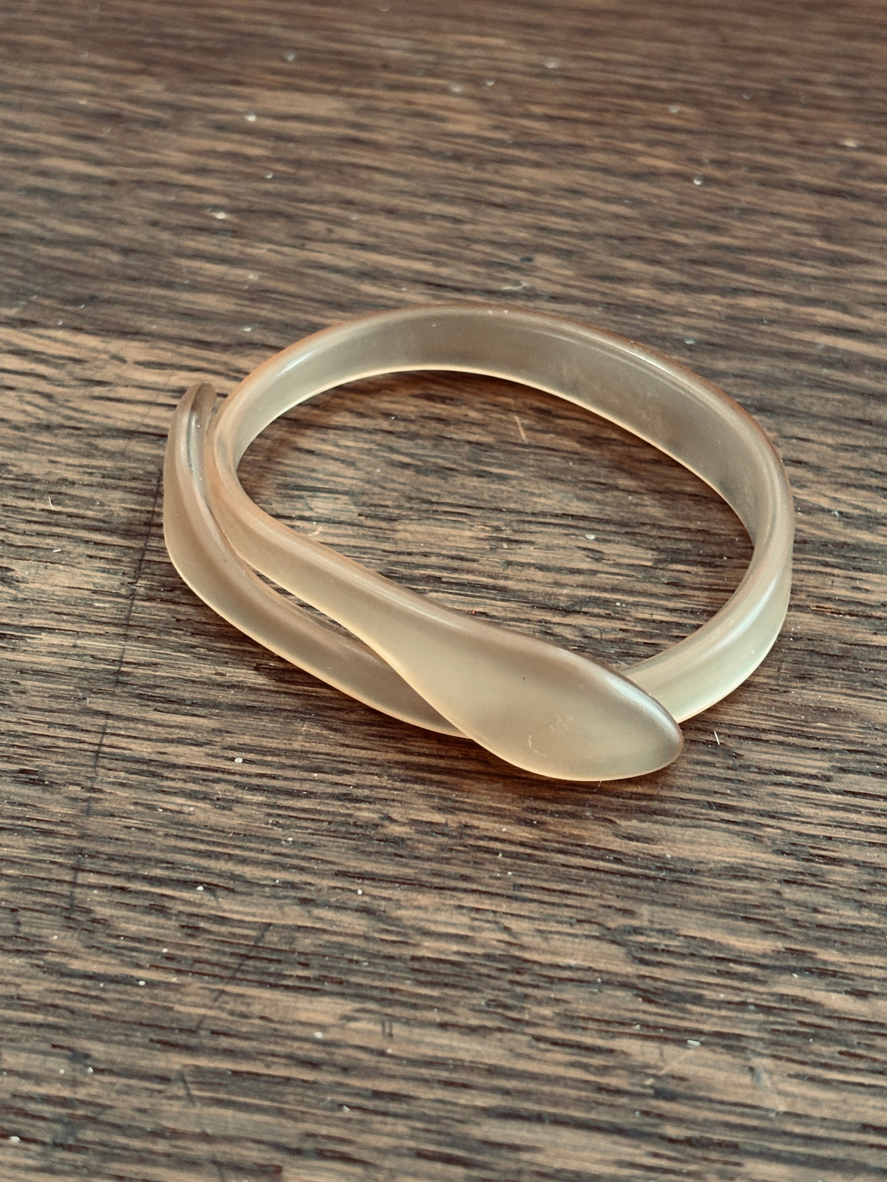 Frosted Lucite Modernist Twist Bangle Bracelet