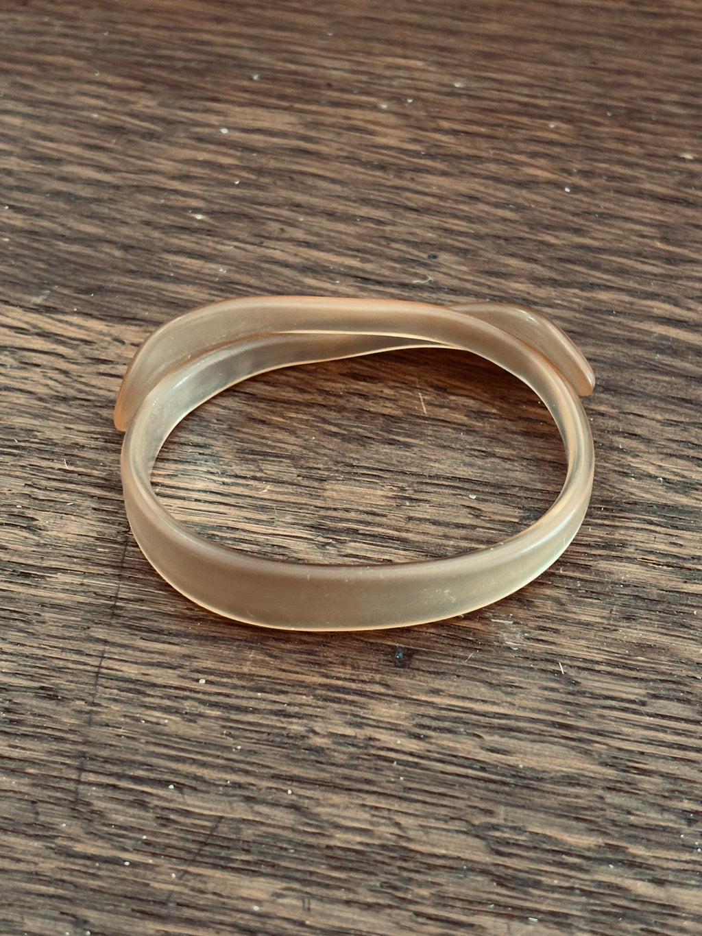 Frosted Lucite Modernist Twist Bangle Bracelet