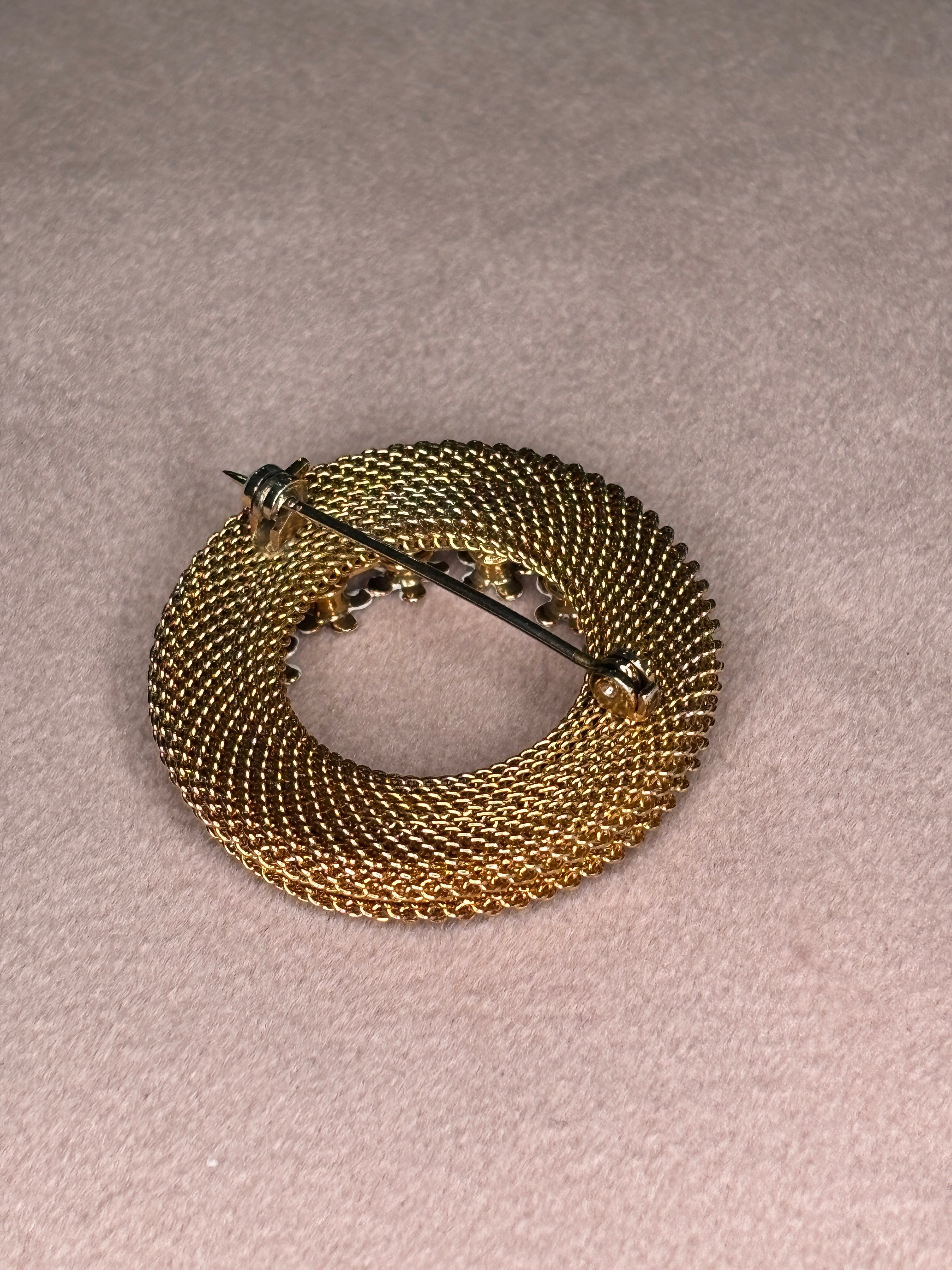 Floral Rhinestone Wreath Brooch